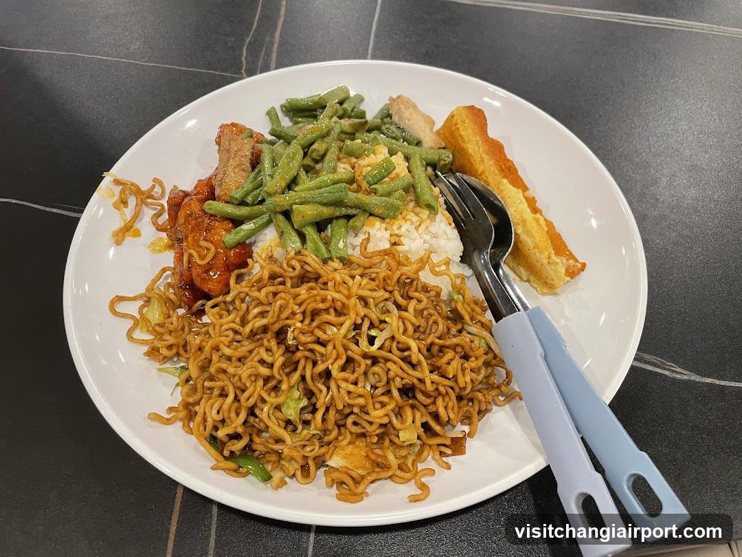 Noodle and Rice Plate with Side Dishes