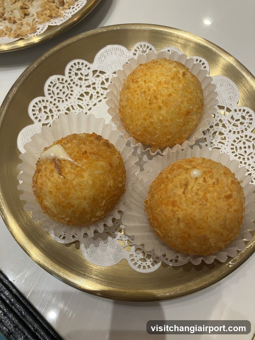 Crispy Fried Balls on Gold Plate