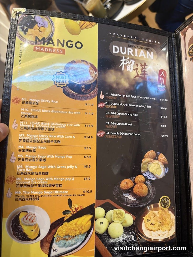 Mango Madness & Heavenly Durian Menu