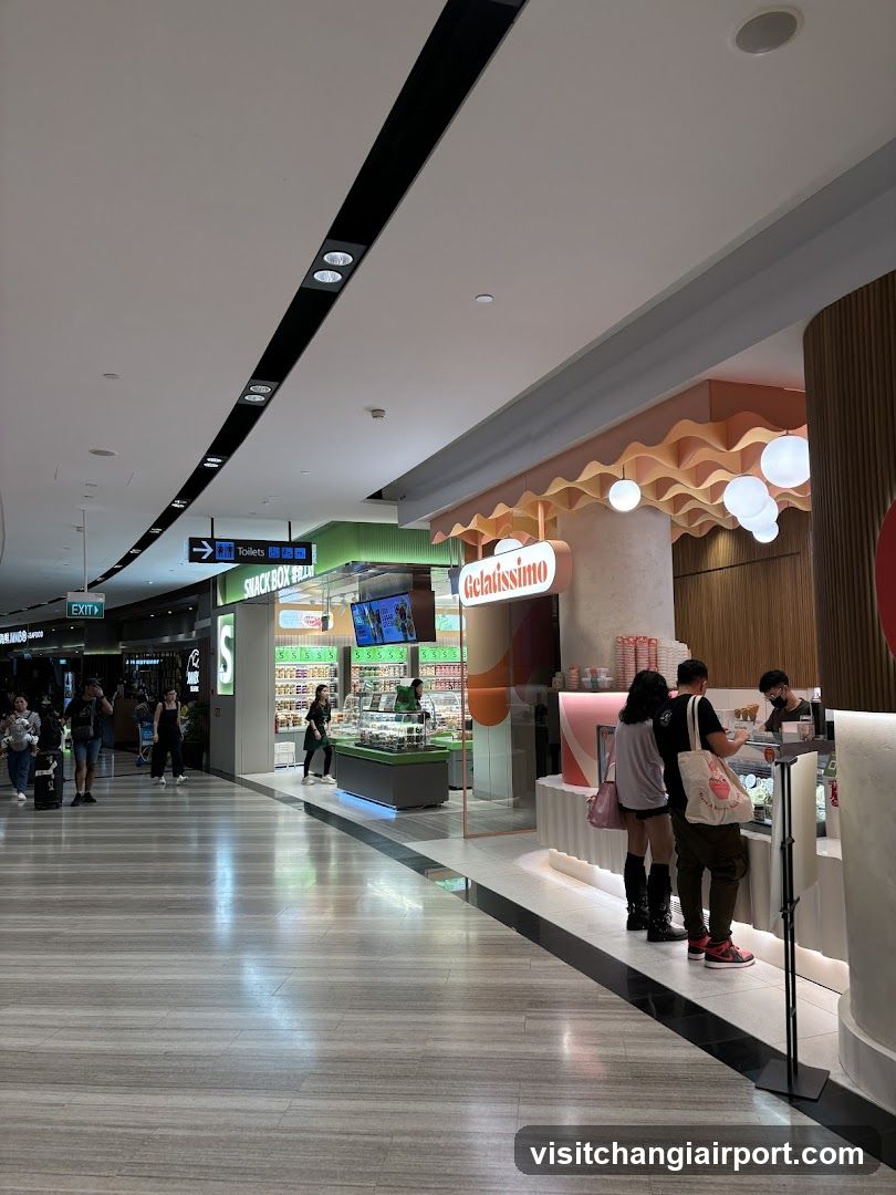 Shopping Mall Interior with Gelato Shop and Snack Bar