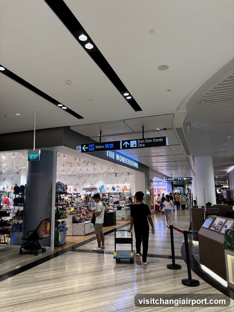 Shopping Mall Interior with Storefronts and Signage