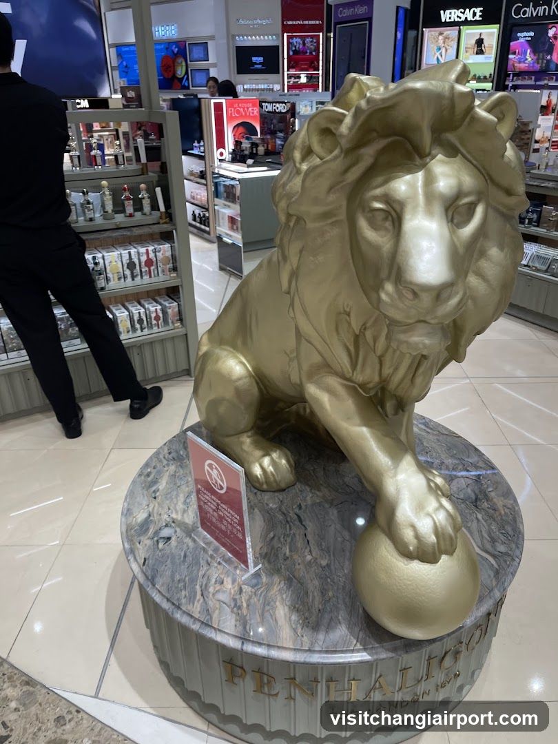 Golden Lion Statue in Perfume Store