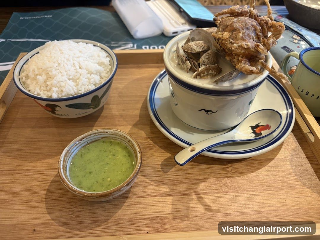 Seafood Meal on Wooden Tray