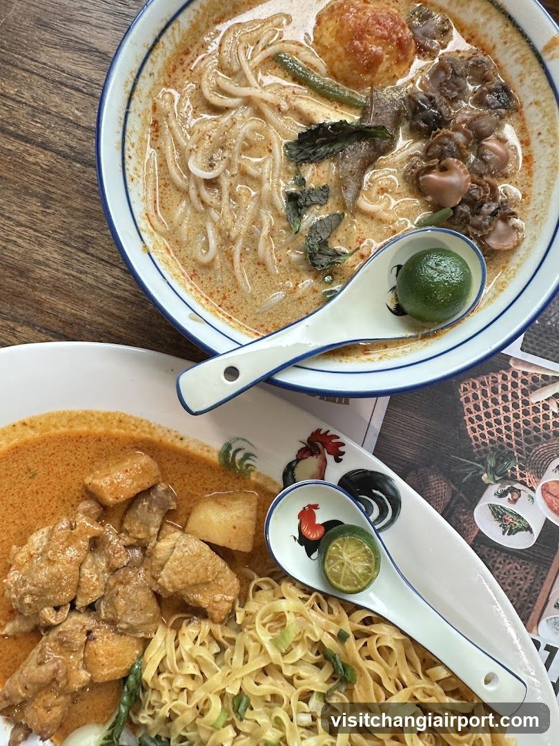 Noodle and Curry Dishes with Lime Slices