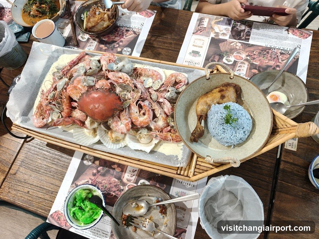 Seafood Feast with Blue Rice