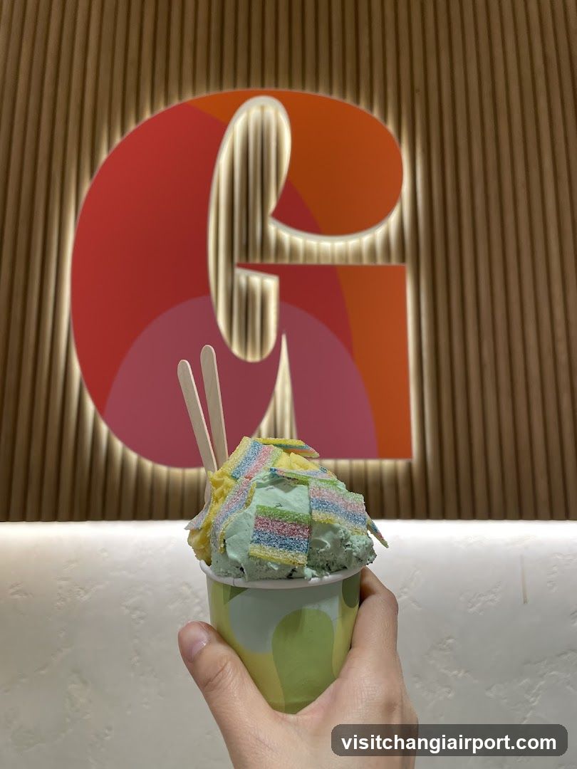 Rainbow Ice Cream with 'G' Logo Background