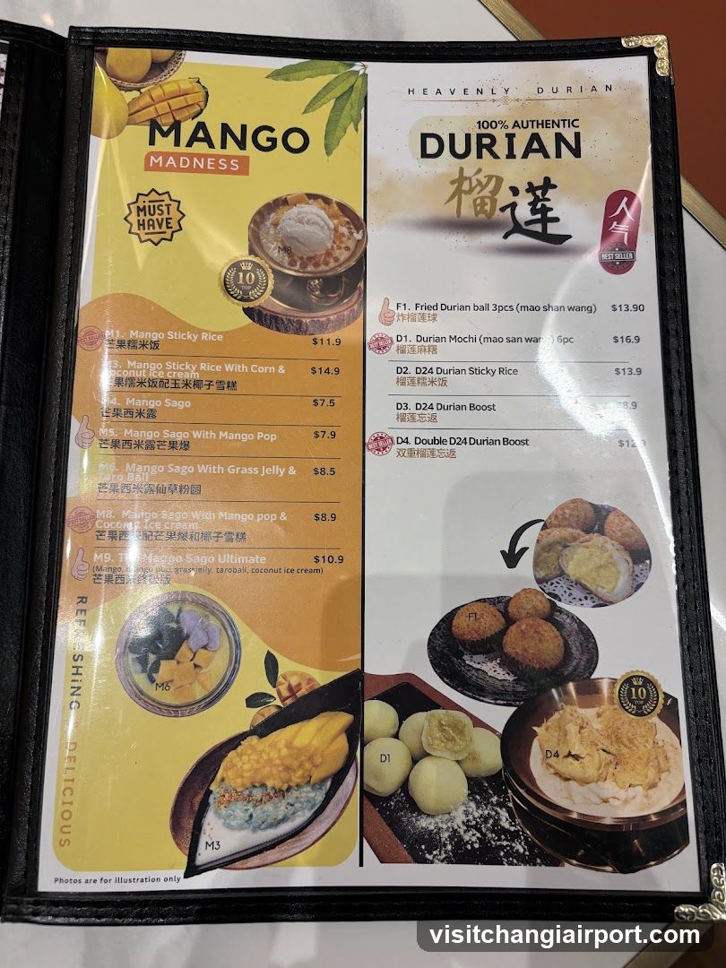 Mango Madness & Heavenly Durian Menu