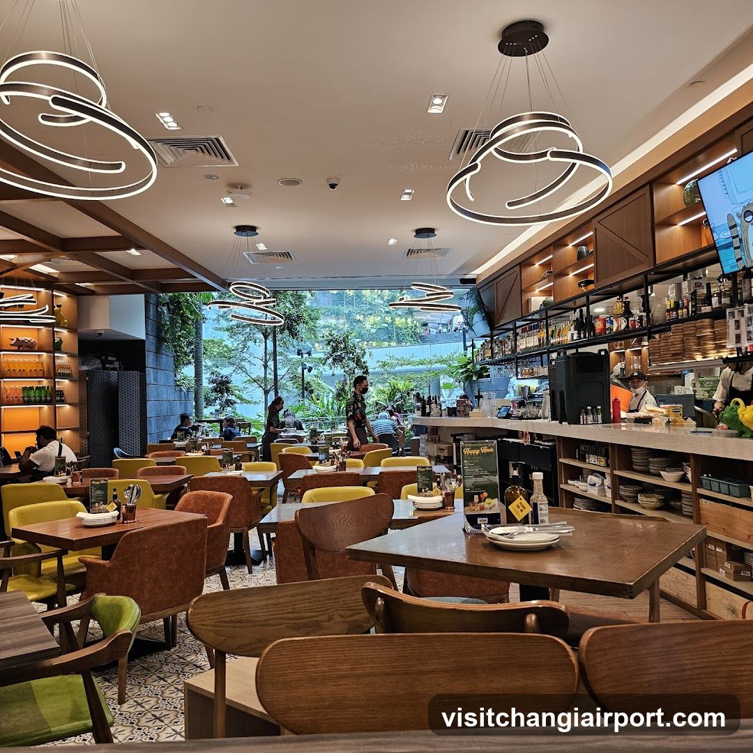 Modern Restaurant Interior with Outdoor View