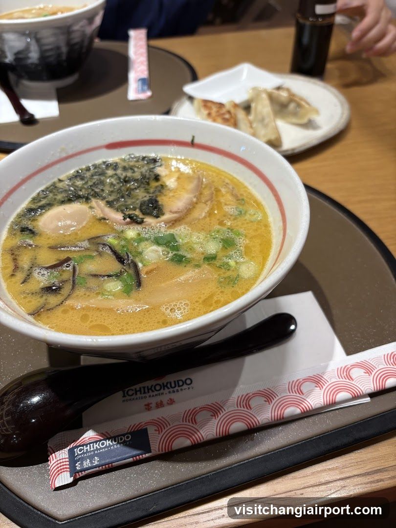 Ramen Bowl with Gyoza and Chopsticks