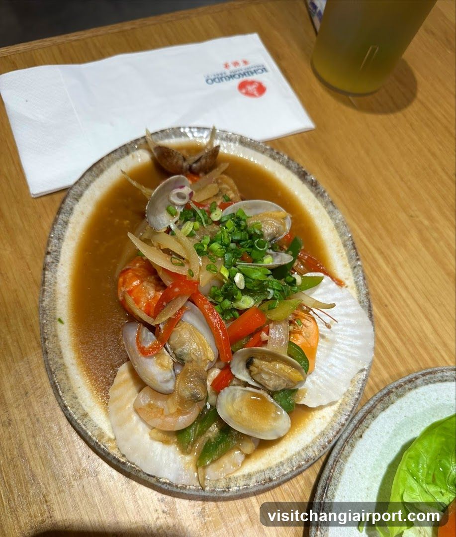 Seafood Dish with Sauce and Garnish