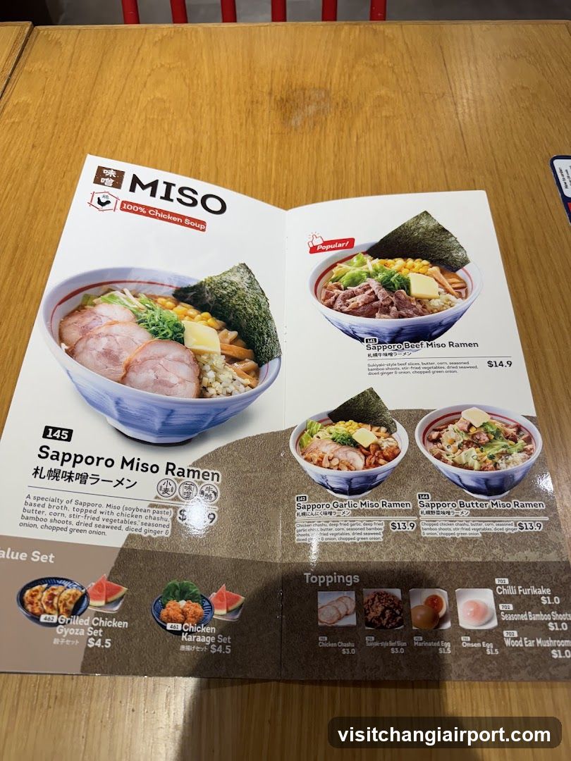 Sapporo Miso Ramen Menu