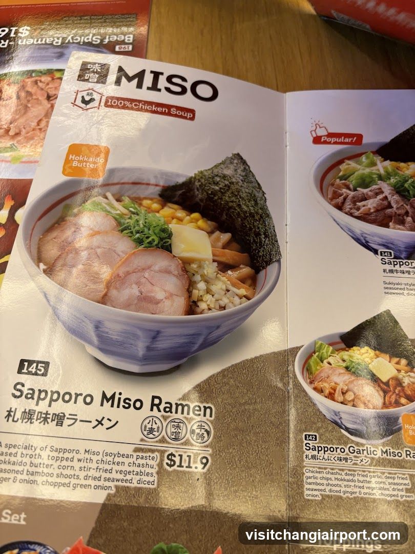 Sapporo Miso Ramen Menu Page