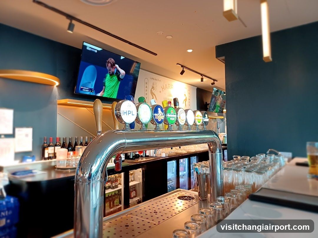 Bar Interior with Beer Taps and TV Screen
