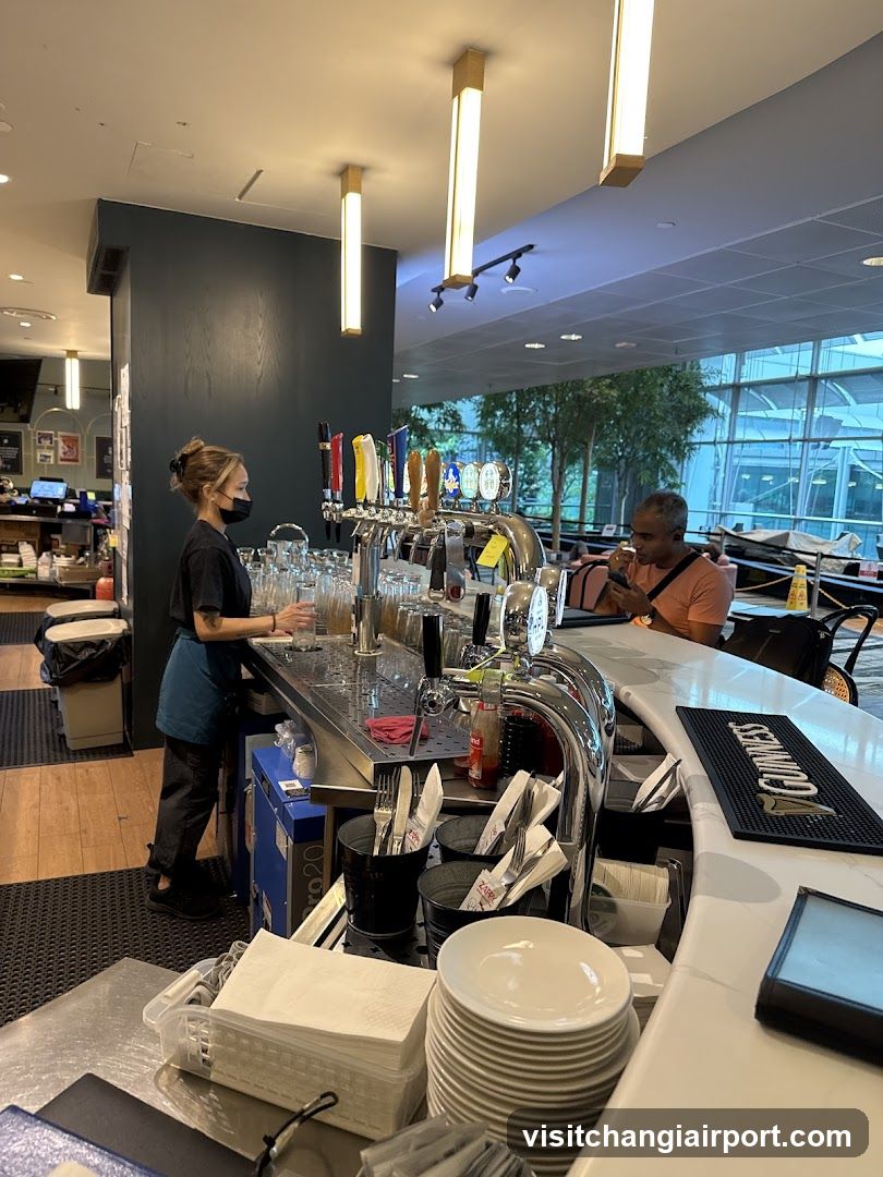 Bar Interior with Staff and Customer