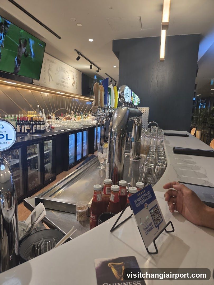 Bar Interior with Beer Taps and Condiments