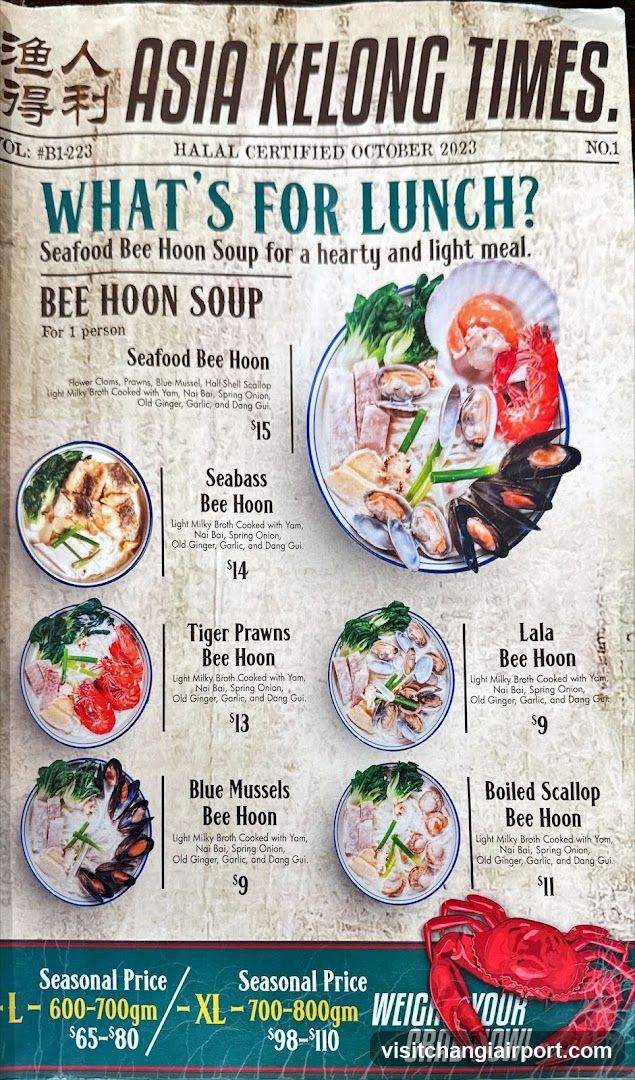Asia Kelong Times Menu
