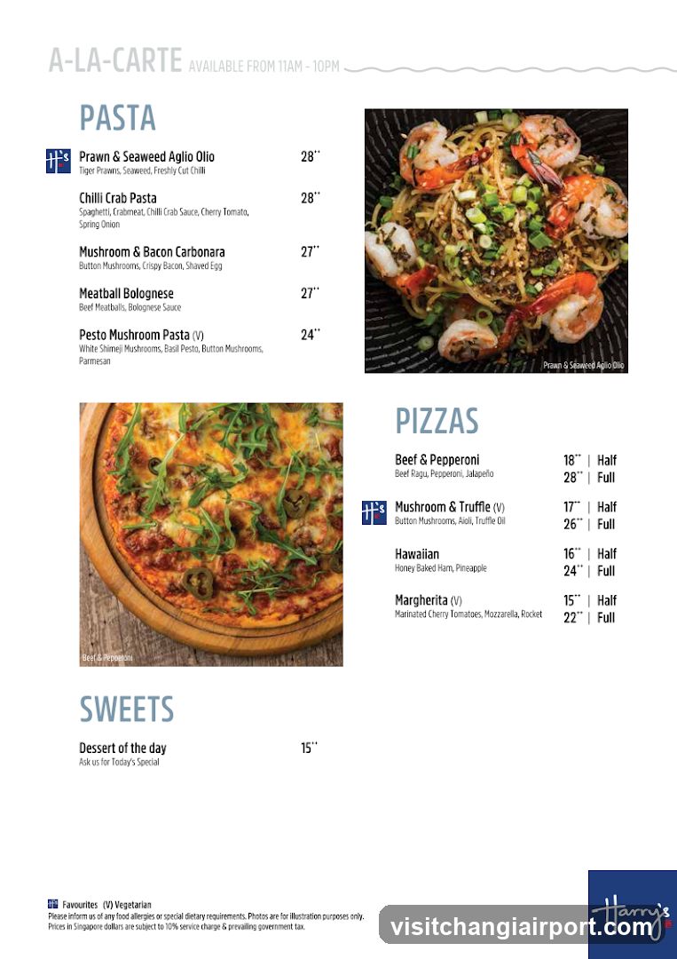 Harry's A-La-Carte Menu