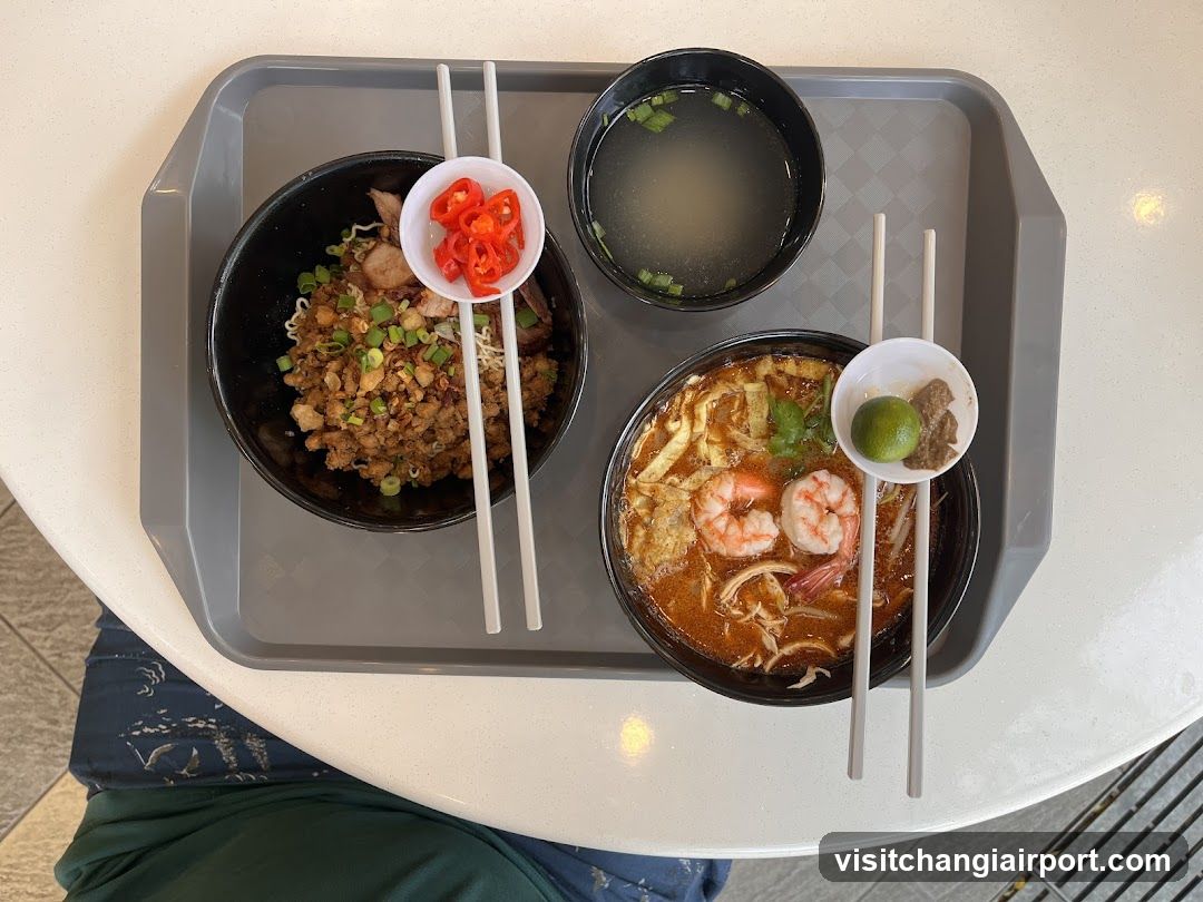 Food Tray with Bowls and Chopsticks