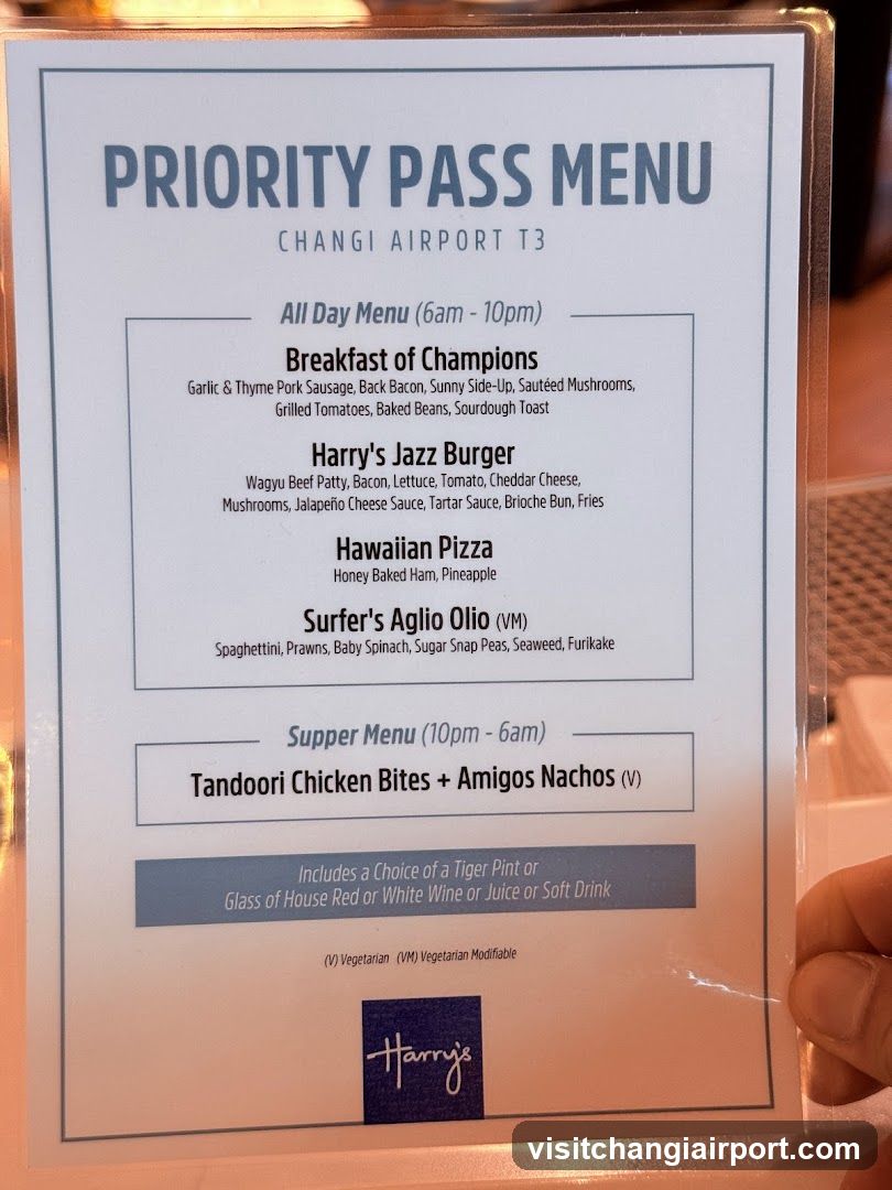 Priority Pass Menu - Changi Airport T3