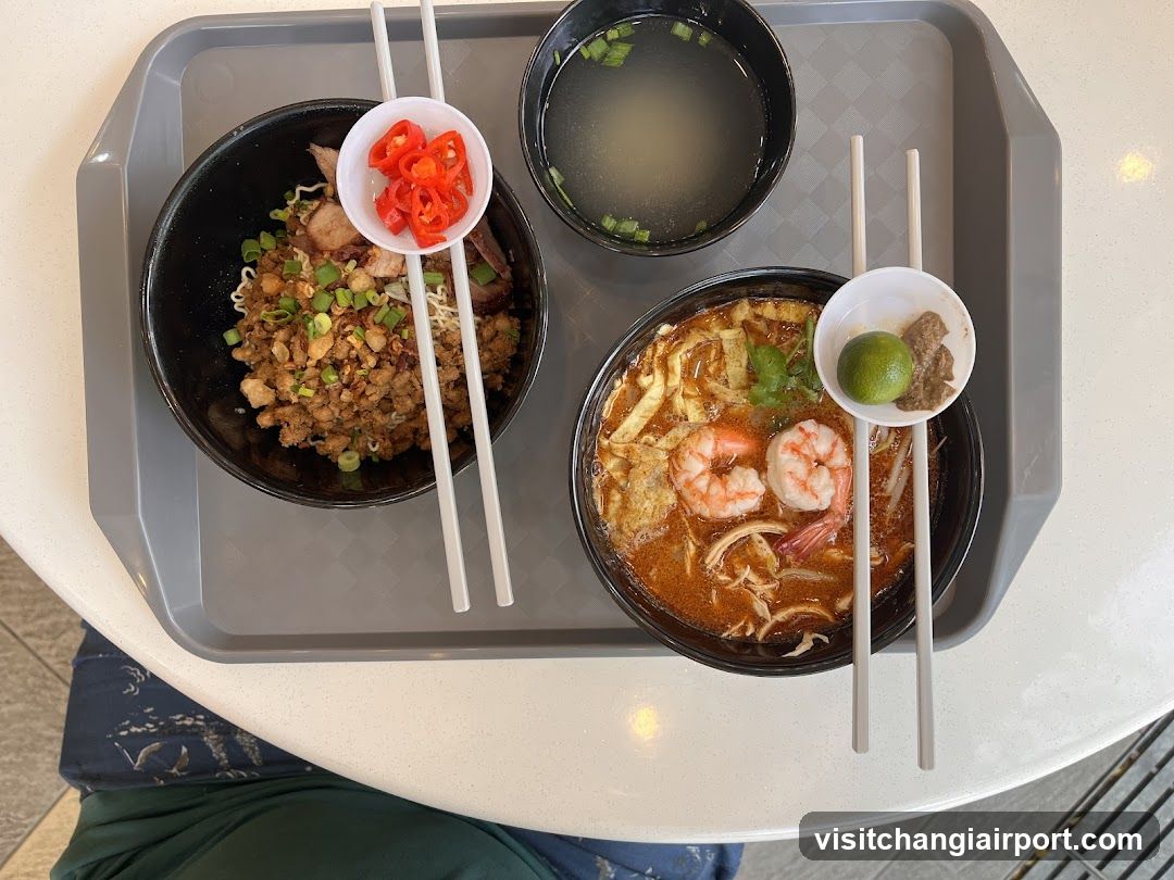 Food Tray with Bowls and Chopsticks
