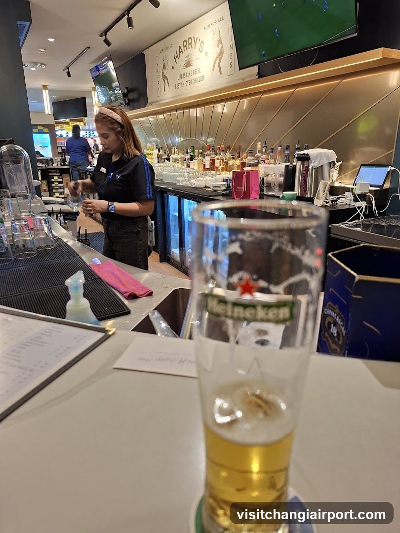 Bar Interior with Beer Glass in Foreground