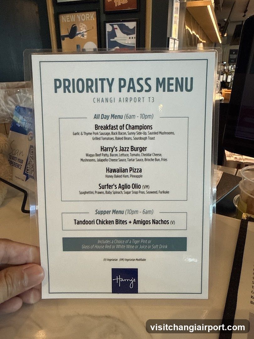 Priority Pass Menu - Changi Airport T3