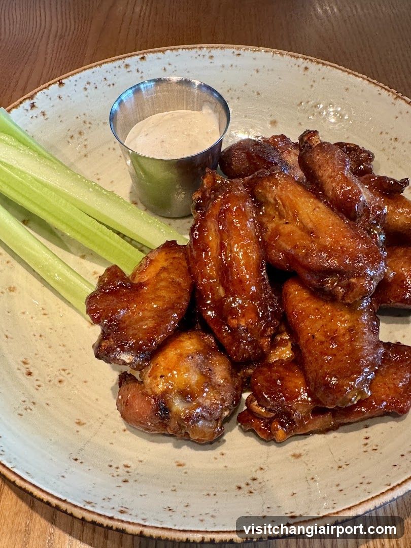 Glazed Chicken Wings with Celery and Dip