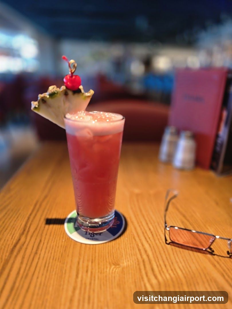 Pink Cocktail with Pineapple Garnish
