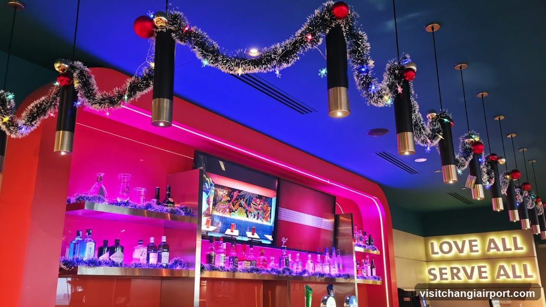 Bar Interior with Festive Decorations