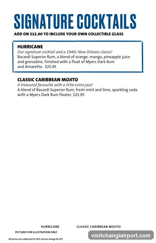 Signature Cocktails Menu