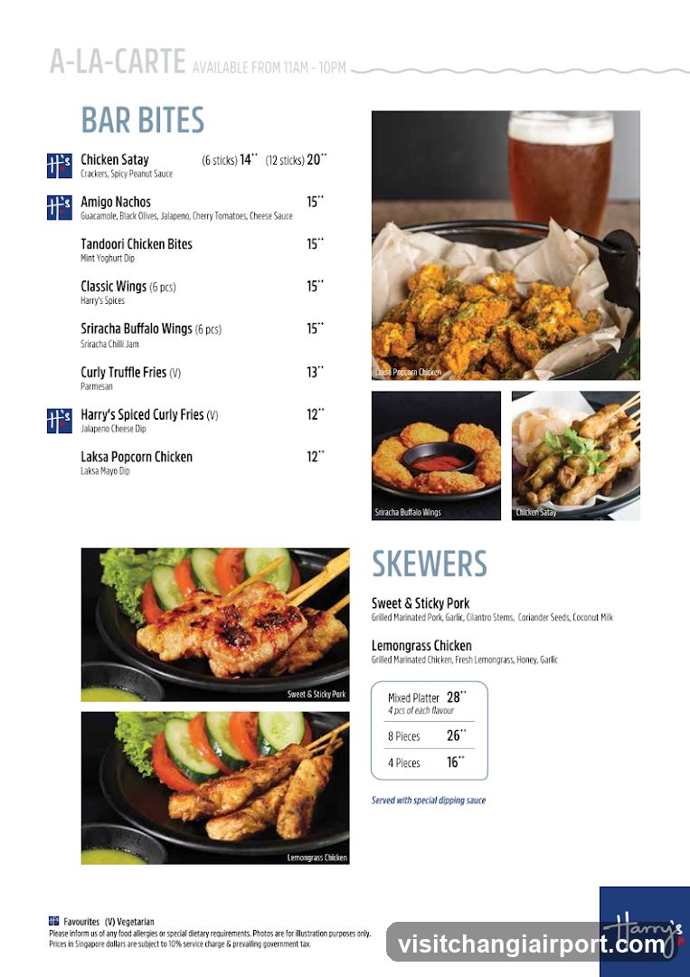 Harry's Restaurant A La Carte Menu