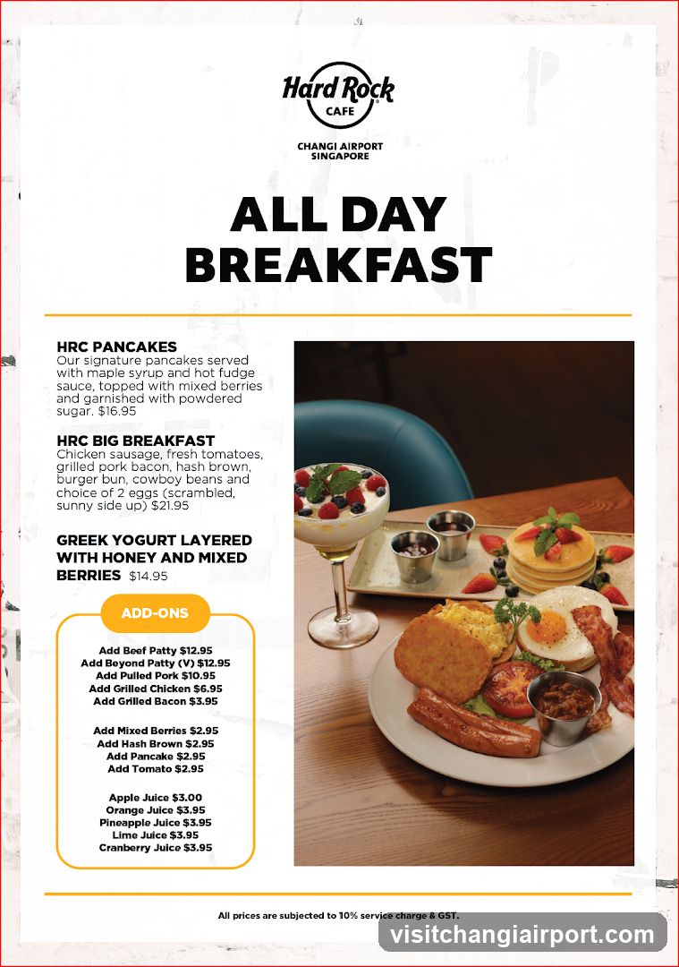 Hard Rock Cafe Changi Airport Singapore - All Day Breakfast Menu