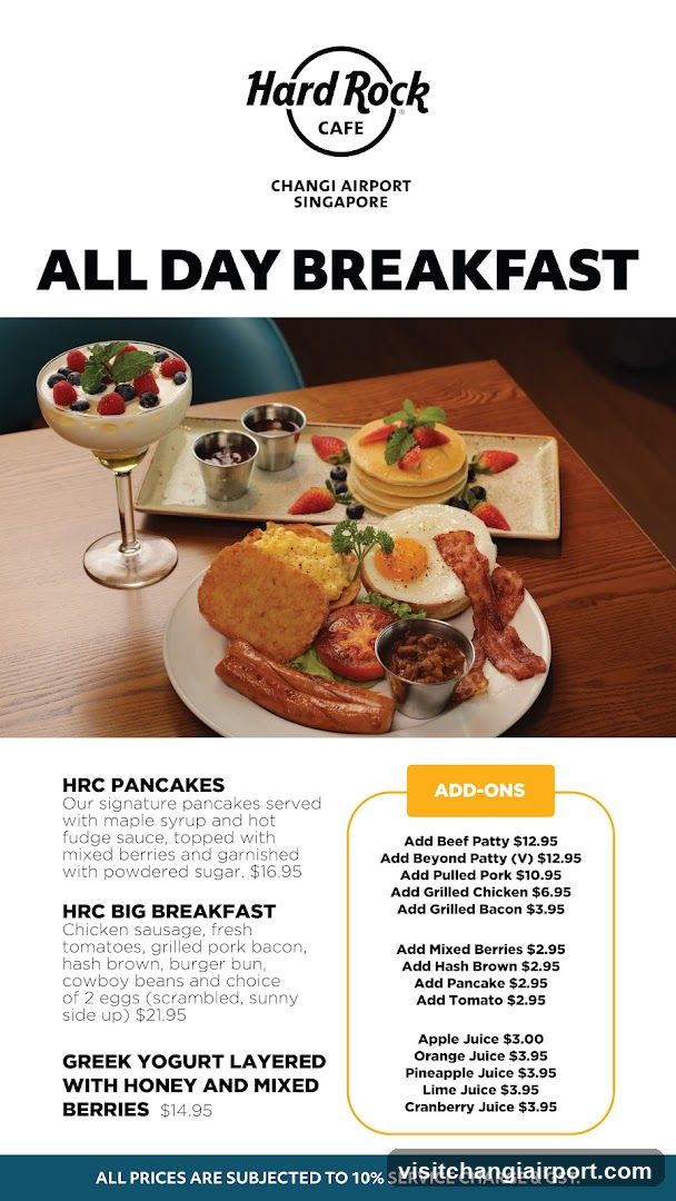 Hard Rock Cafe Changi Airport Singapore - All Day Breakfast Menu