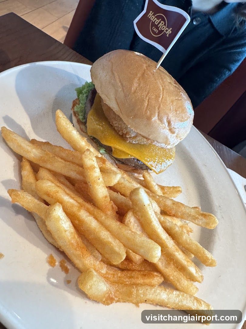 Burger and Fries with Hard Rock Cafe Flag