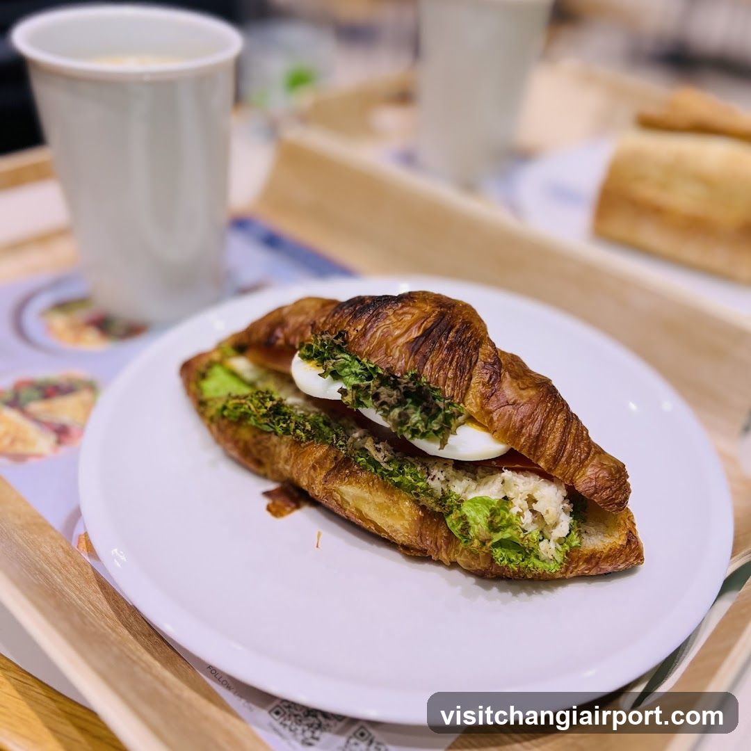 Croissant Sandwich with Spinach and Cheese